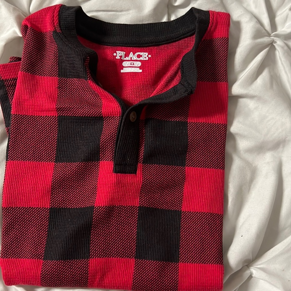 Red checkered long sleeve shirt